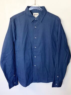 NWOT Pact Men’s Long Sleeve Organic Cotton Blend Button Up Shirt - Blue - M